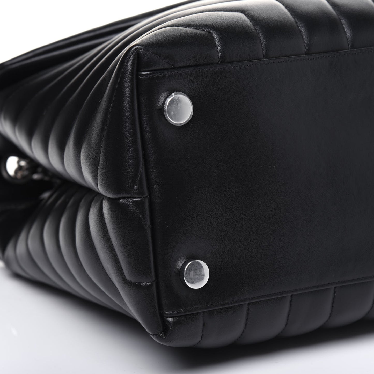 Calfskin Y Quilted Monogram Large Loulou Chain Satchel Black