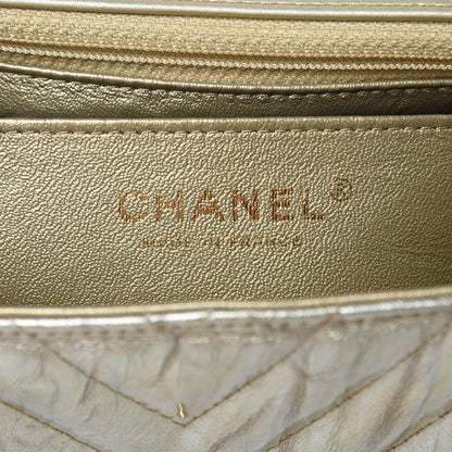 Chanel Patent Metallic Crumpled Calfskin Chevron Quilted Mini Rectangular Flap Gold 6 of 11