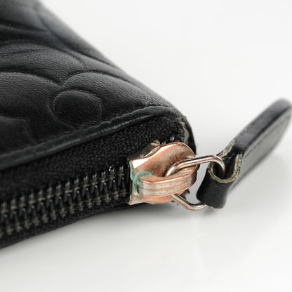 Chanel Lambskin Camellia Embossed Key Holder Case Black 9 of 9