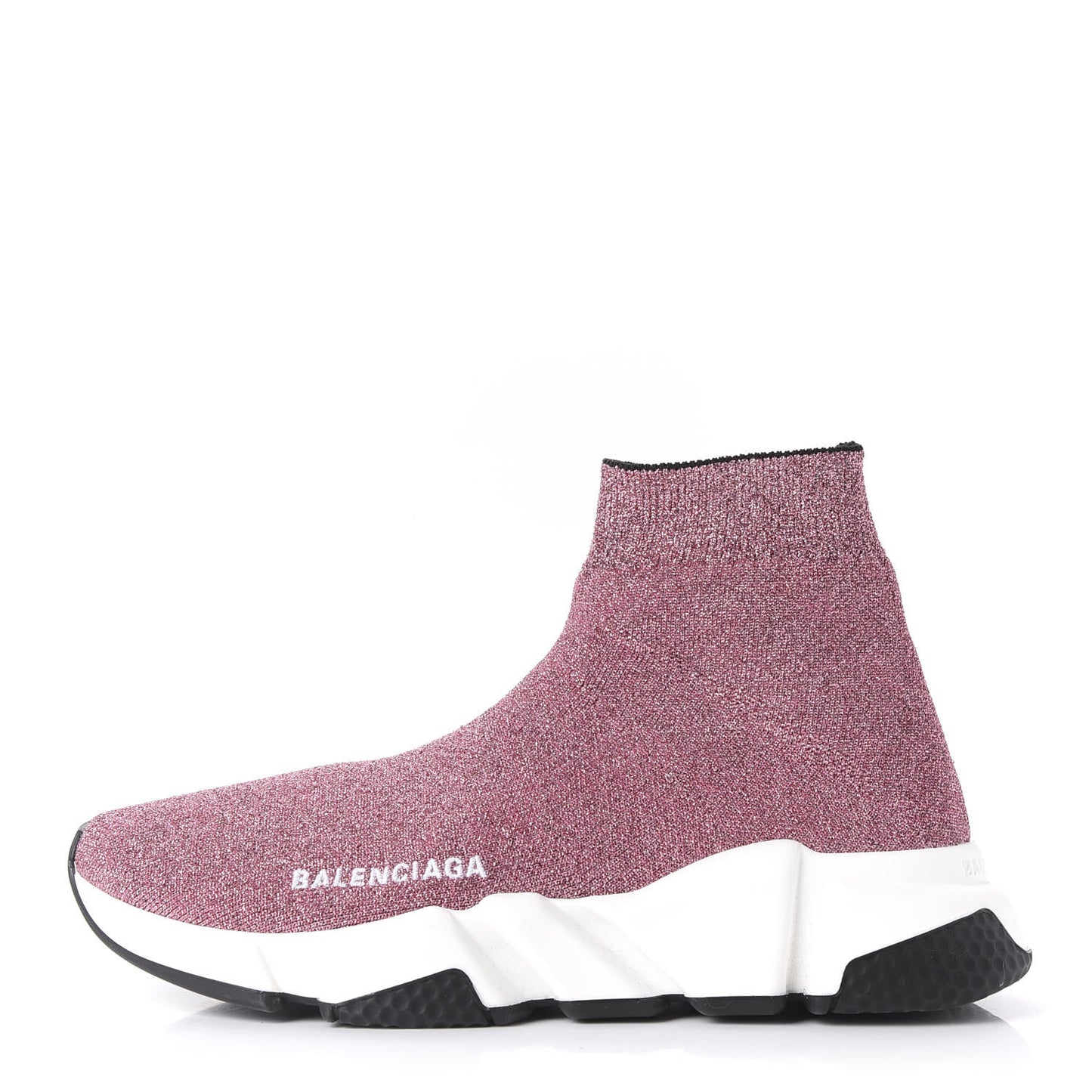 Laminated Knit Bi-Color Sole Womens Speed Sneakers 36 Pink White Black