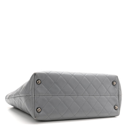 Chanel Calfskin Quilted Small Shopping In Chains Tote Grey 3 of 11