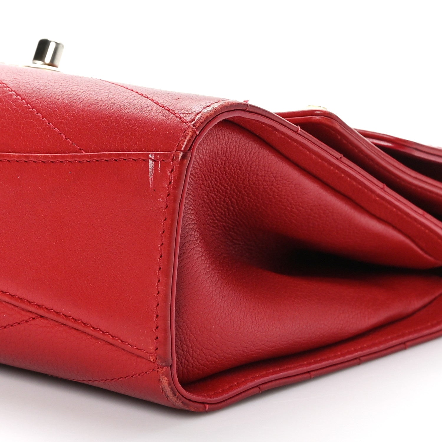 Chanel Calfskin Chevron Quilted Casual Trip Flap Red 9 of 12