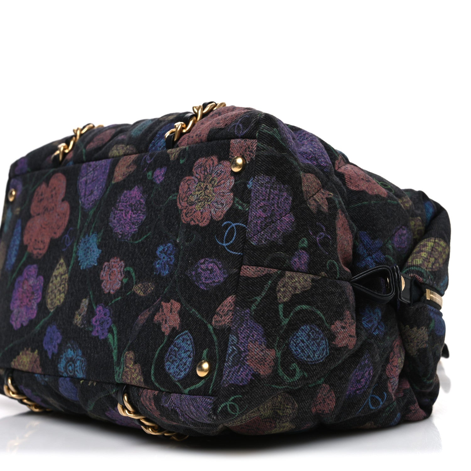 Chanel Denim Printed Destination Chenonceau Shoulder Bag Charcoal Multicolor 10 of 10