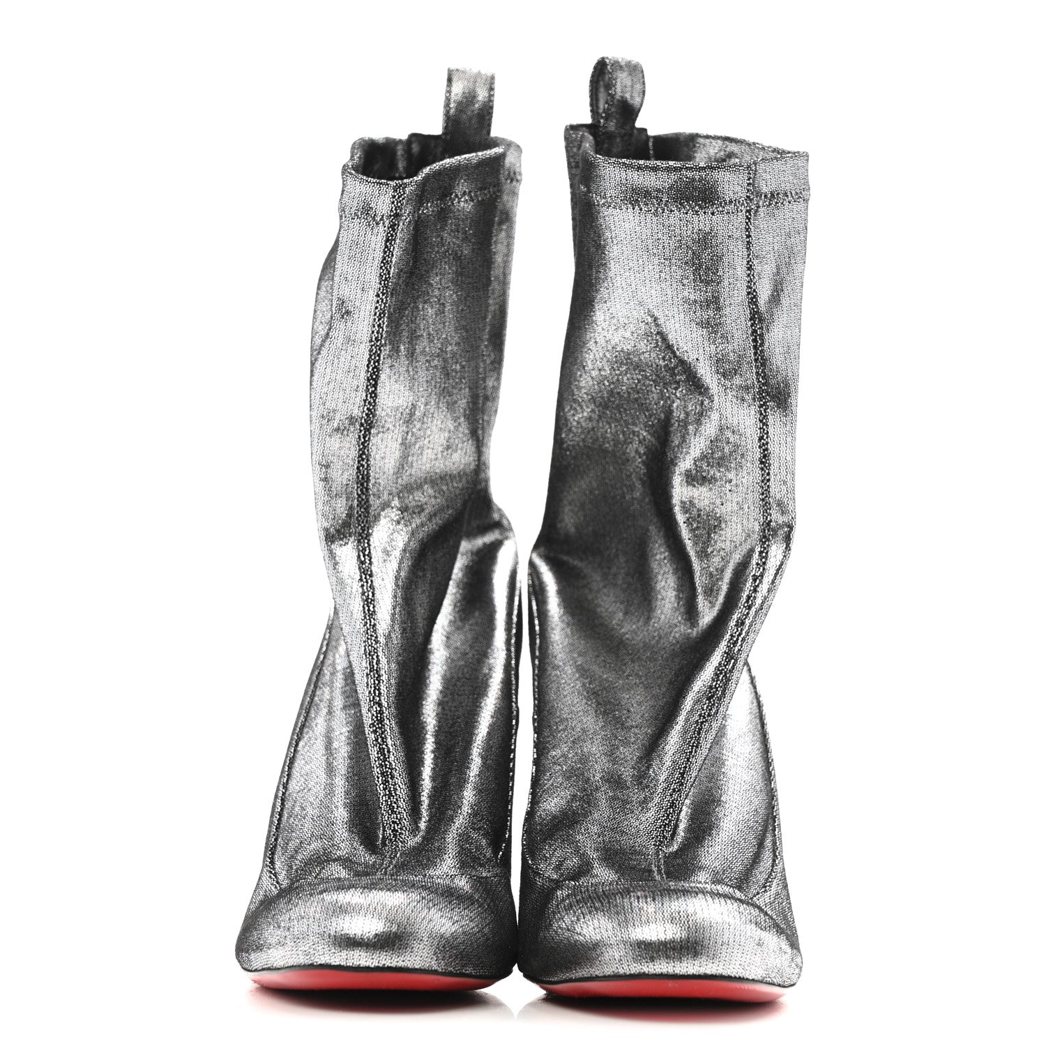 Christian Louboutin Veau Velours Stretch Gena 85 Bootie 40 Silver 3 of 10