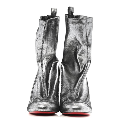 Christian Louboutin Veau Velours Stretch Gena 85 Bootie 40 Silver 3 of 10
