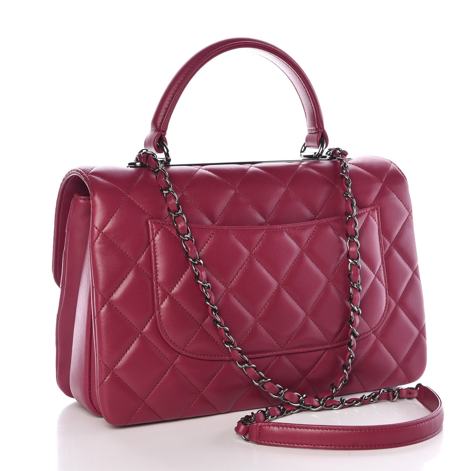 Chanel Lambskin Quilted Medium Trendy CC Flap Dual Handle Bag Dark Pink 3 of 8