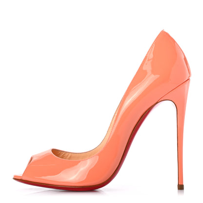 Christian Louboutin Patent 120 Peep Toe Pumps 38.5 Flamingo 1 of 7