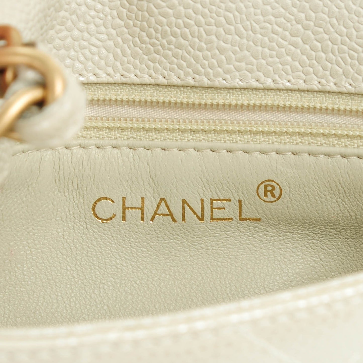 Caviar Quilted Mini Evening Bag Pearl