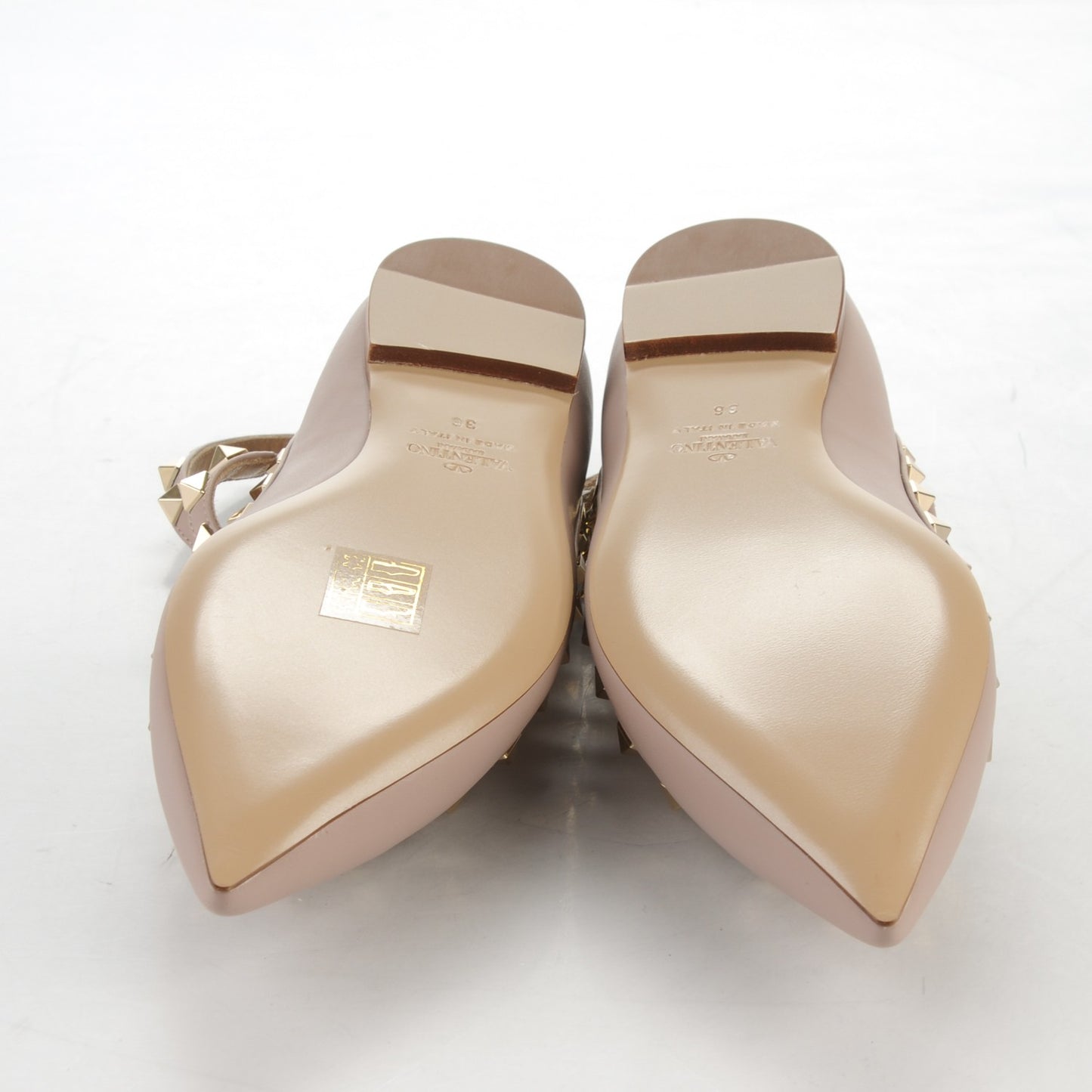 Nappa Rockstud Cage Ballerina Flats 36 Poudre