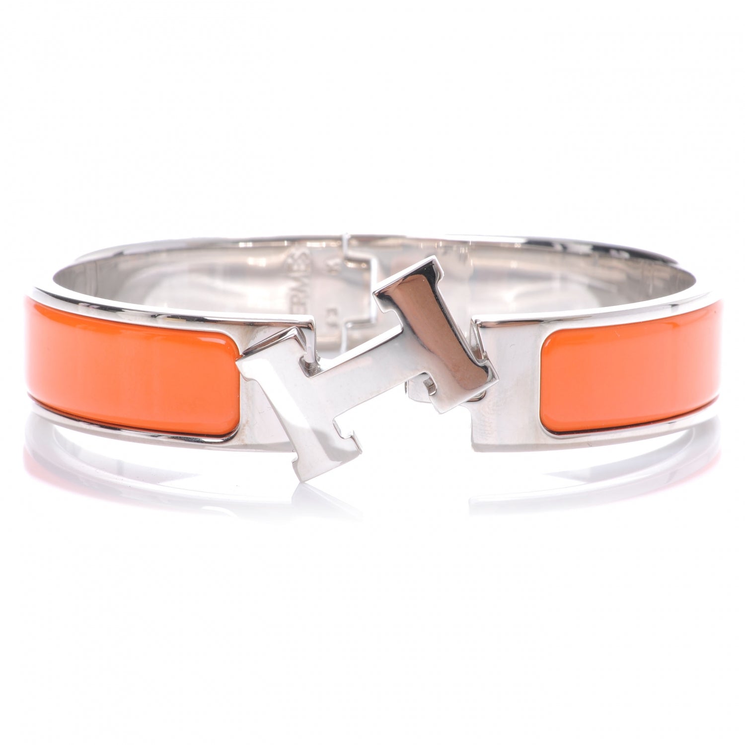 Hermes Narrow Enamel Clic Clac H Bracelet PM Orange 3 of 5