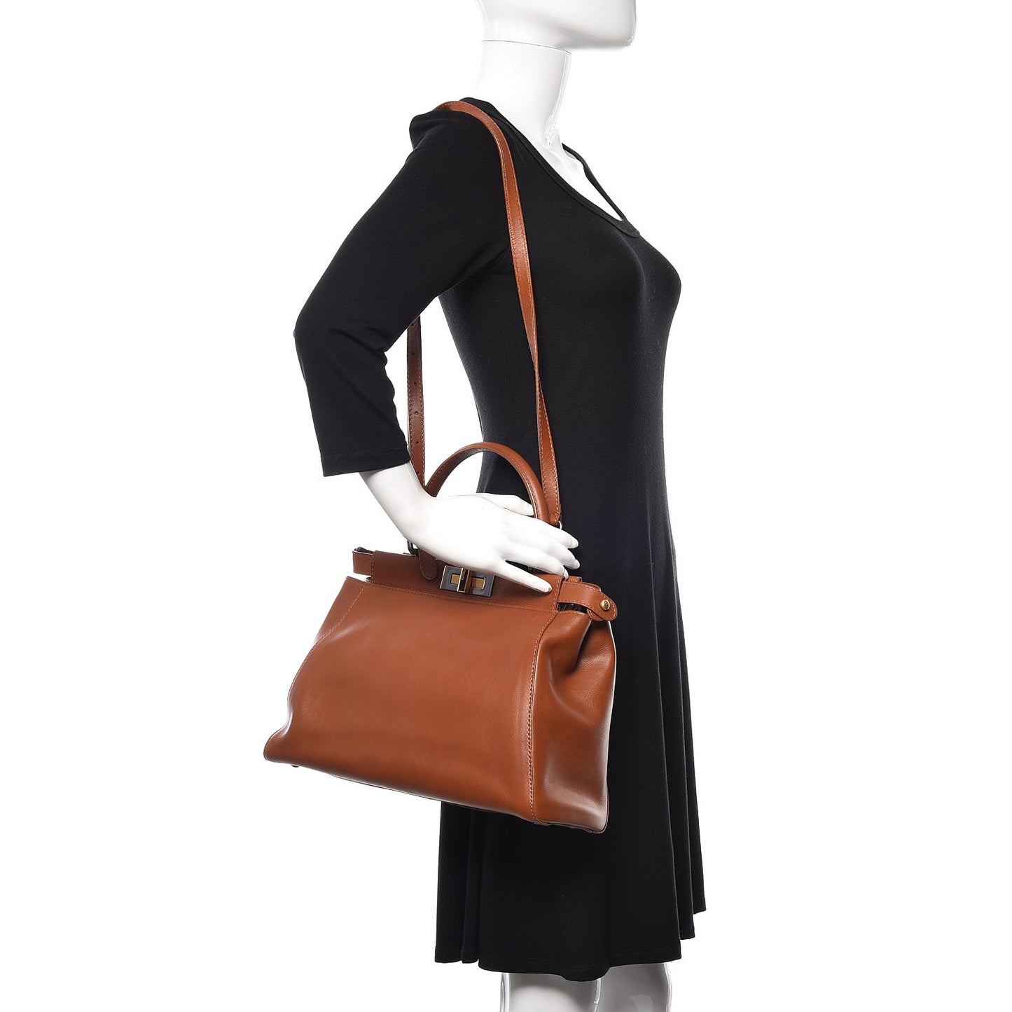 Vitello Suede Medium Peekaboo Iconic Satchel Cuoio Rame Moro