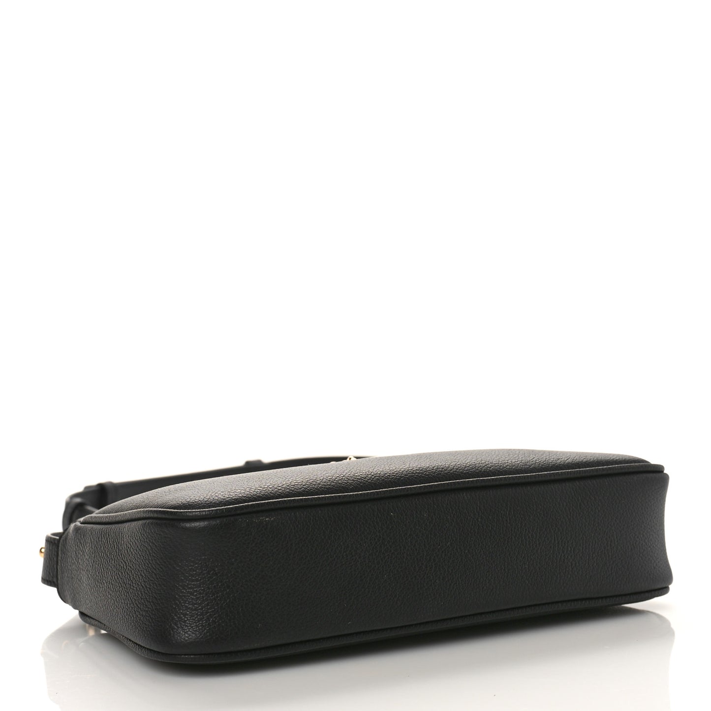 Grained Calfskin Medusa Shoulder Bag Black