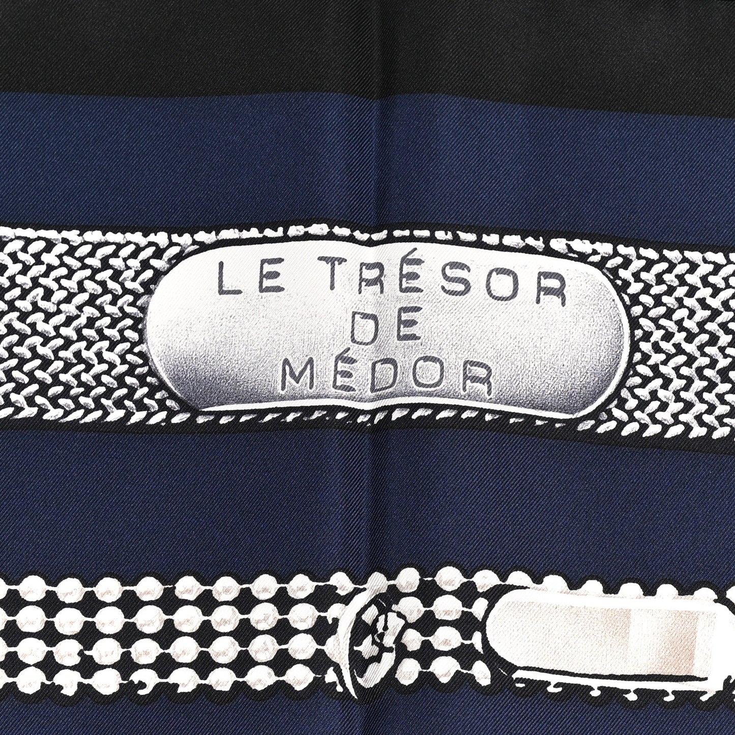 Silk Le Tresor De Medor Scarf 90 Black Bleu Marine Gris