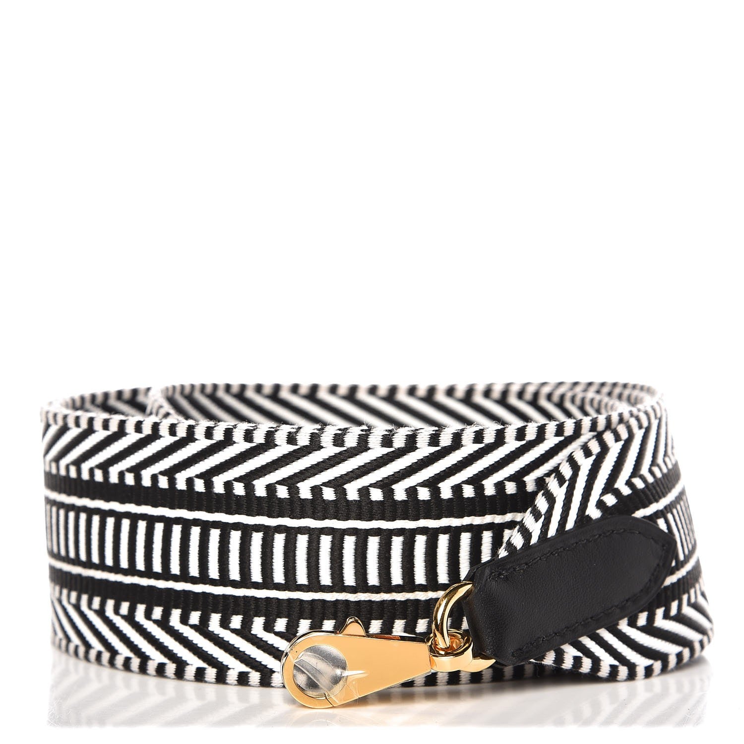 Hermes Toile Swift 50mm Sangle Cavale Shoulder Strap Black Ecru 1 of 6