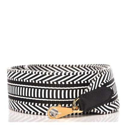 Hermes Toile Swift 50mm Sangle Cavale Shoulder Strap Black Ecru 1 of 6