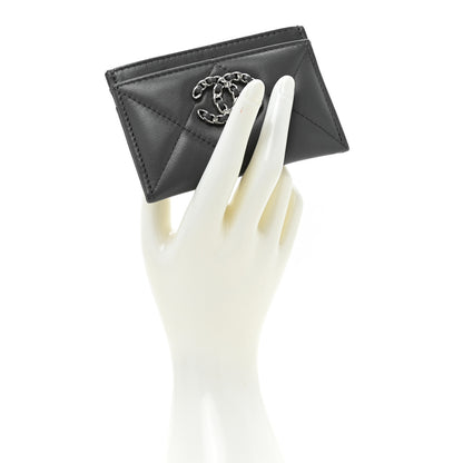Chanel Lambskin Quilted Chanel 19 Card Holder Grey 2 of 13