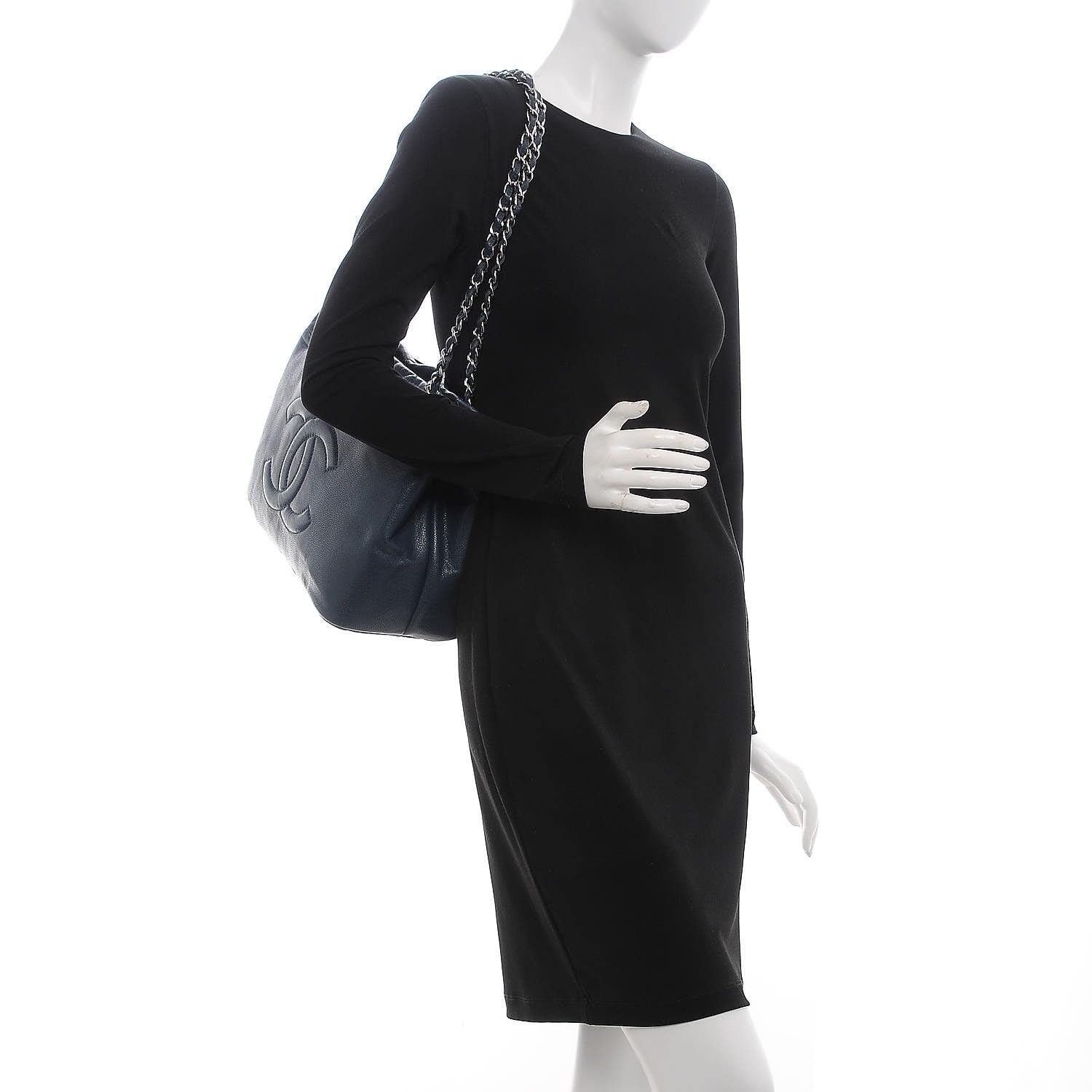 Chanel Caviar Timeless CC Soft Tote Navy Blue 2 of 10