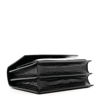 Saint Laurent Calfskin Crocodile Embossed Medium Monogram Sunset Black 4 of 12