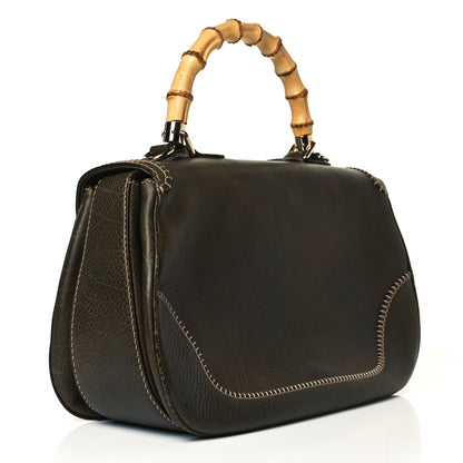 Gucci Calfskin Large New Bamboo Top Handle Bag Olive Green 2 of 9