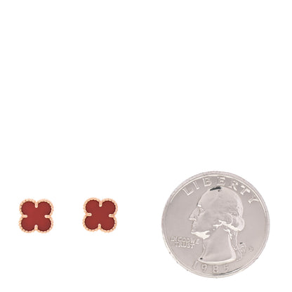 Van Cleef & Arpels 18K Rose Gold Carnelian Sweet Alhambra Earrings 2 of 6