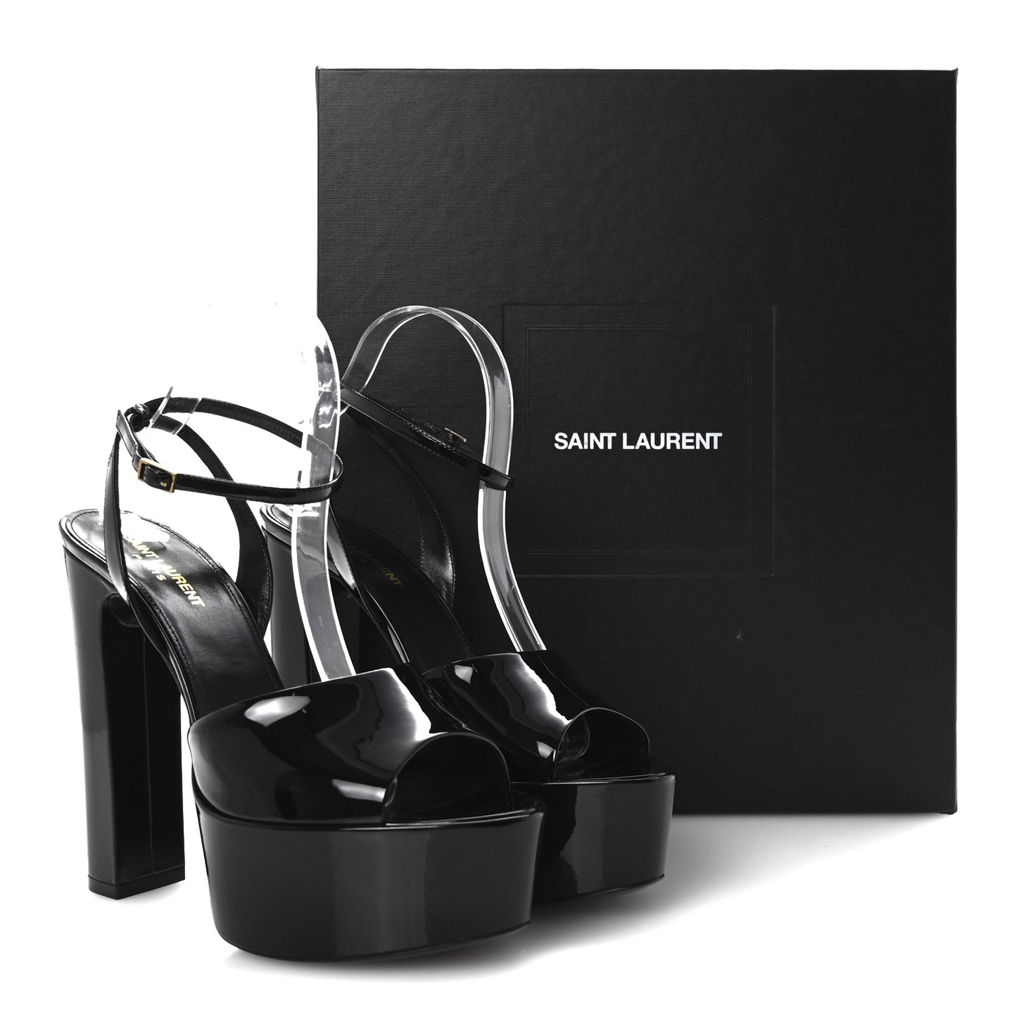 Patent Jodie 95 Platform Sandals 40 Black