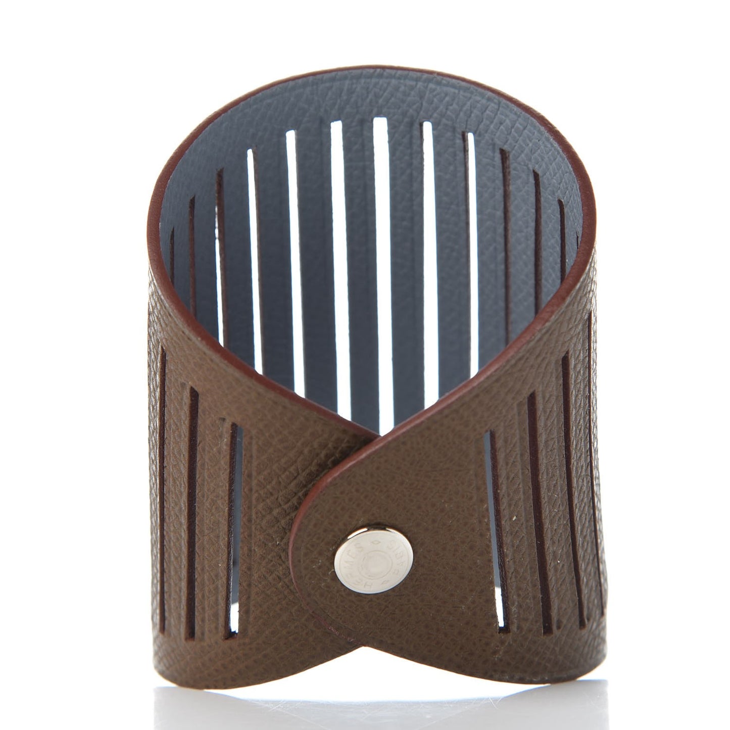 Epsom Petit H Ajoure Reversible Cuff Chocolate Gris Mouette