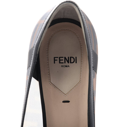 Fendi Technical Mesh Vitello Gommato FF Colibri 55mm Pumps 39.5 Tobacco Moro Black 7 of 8