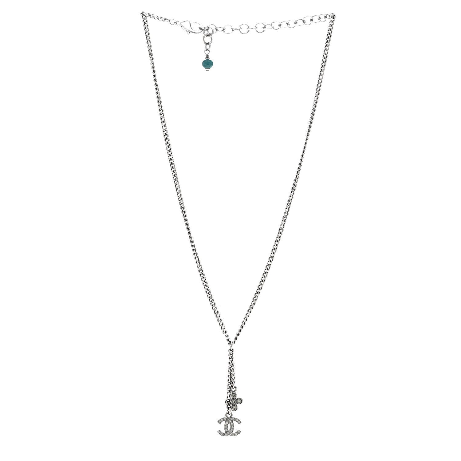 Chanel Ruthenium Crystal Flower CC Lariat Necklace 3 of 6