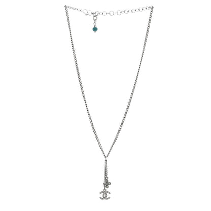 Chanel Ruthenium Crystal Flower CC Lariat Necklace 3 of 6