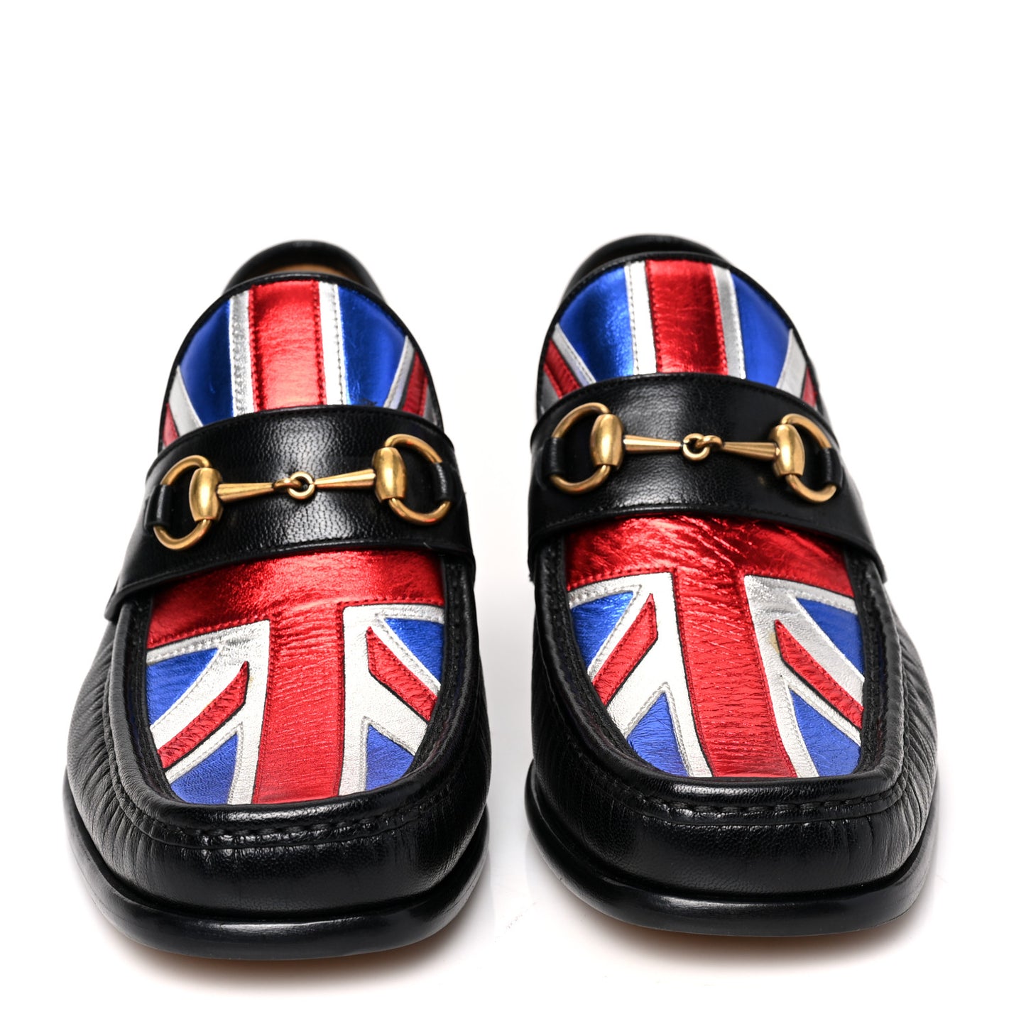Lambskin Mens Union Jack Horsebit Loafer 9 Black
