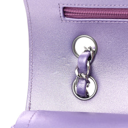 Chanel Metallic Lambskin Quilted Medium Double Flap Purple 12 of 16