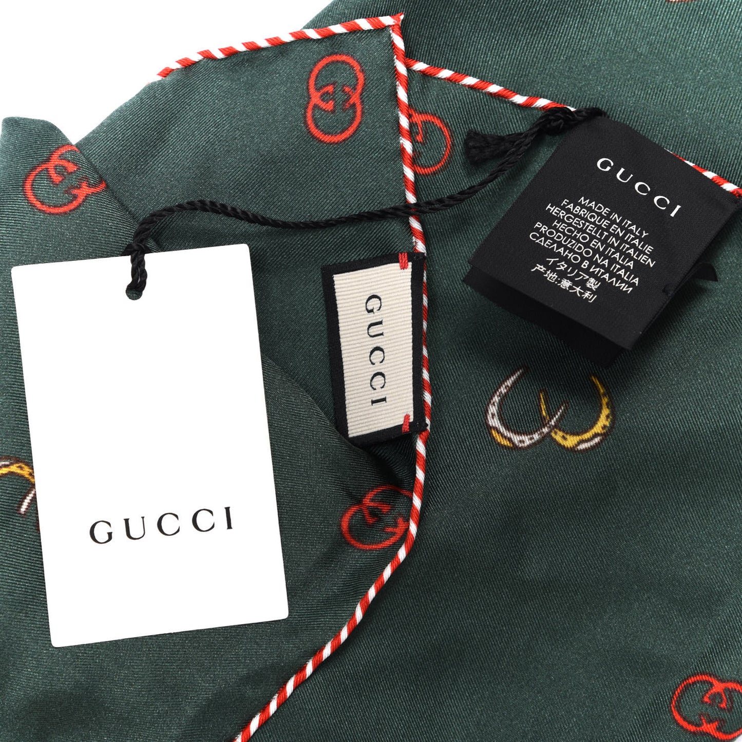 Silk Twill Poket Logos Pocket Square Green