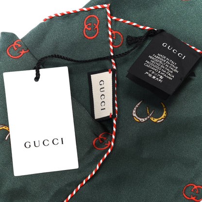 Gucci Silk Twill Poket Logos Pocket Square Green 4 of 4