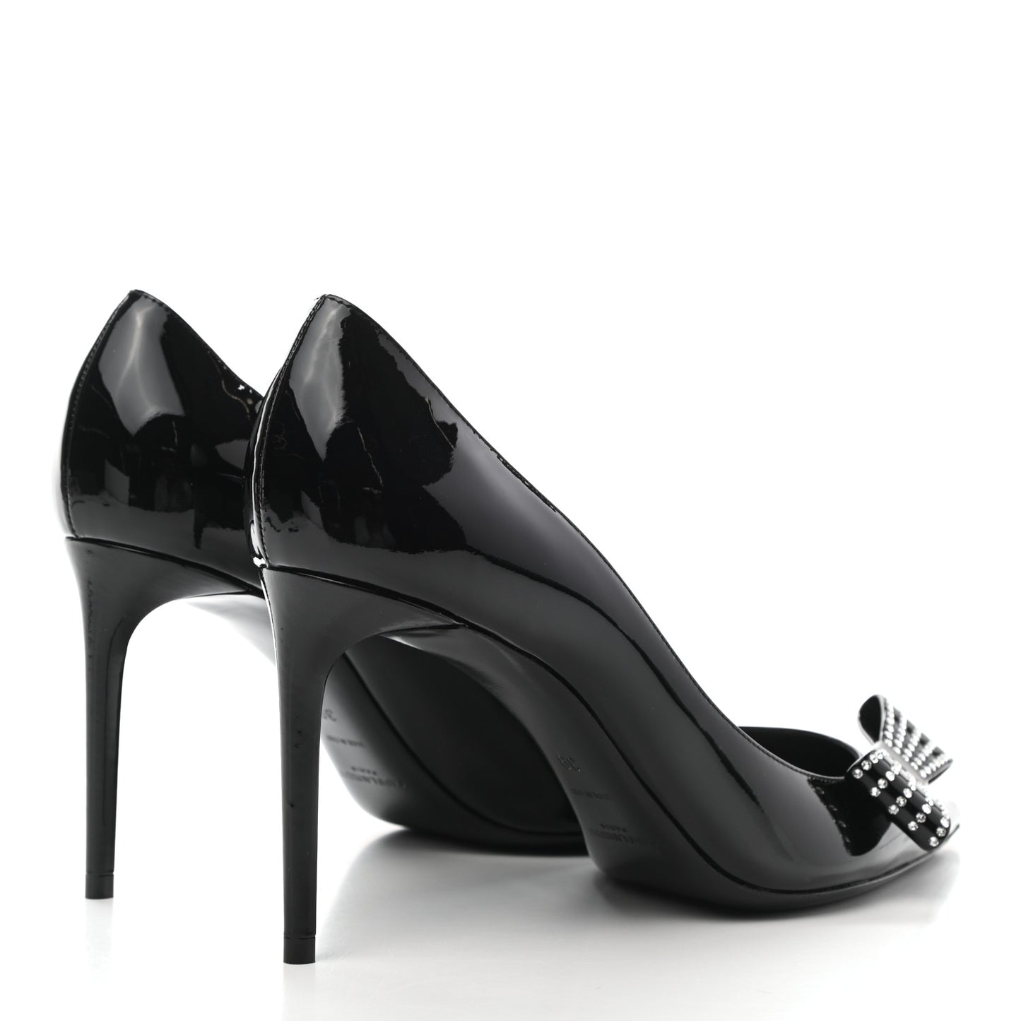 Patent Calfskin Zoe Bow 85 Pumps 39 Black