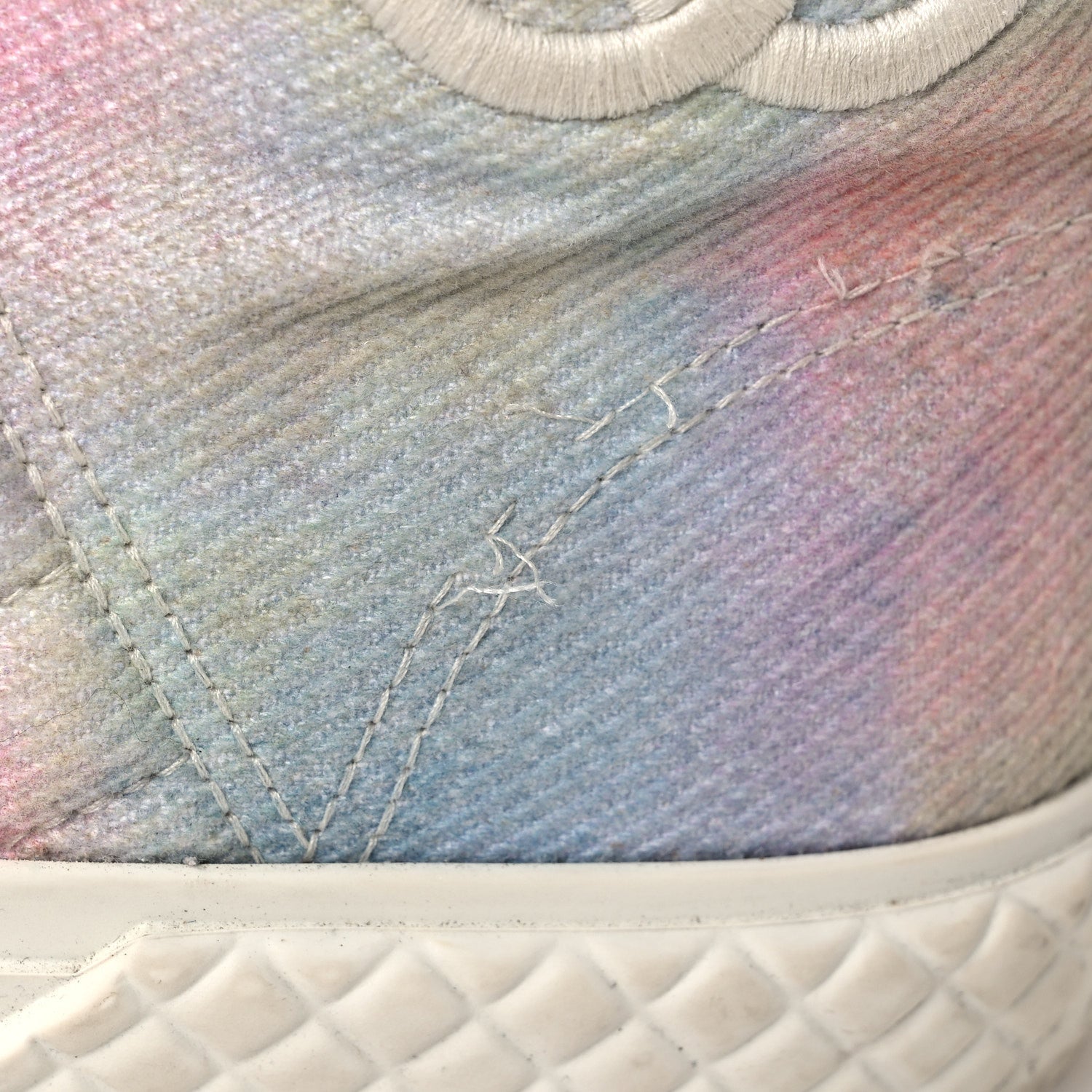 Chanel Printed Fabric High Top CC Sneakers 39 Green Pink Blue White 11 of 13