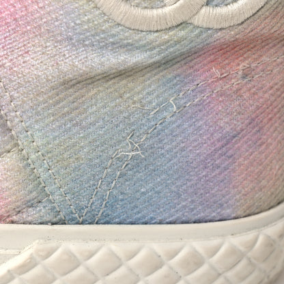 Chanel Printed Fabric High Top CC Sneakers 39 Green Pink Blue White 11 of 13