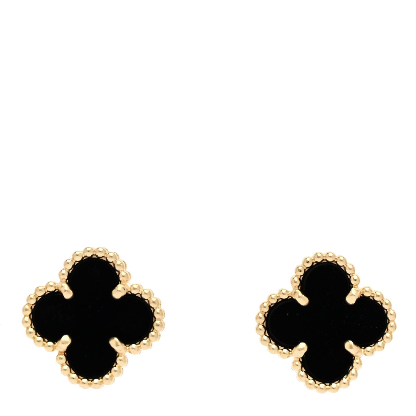 18K Yellow Gold Black Onyx Sweet Alhambra Earrings