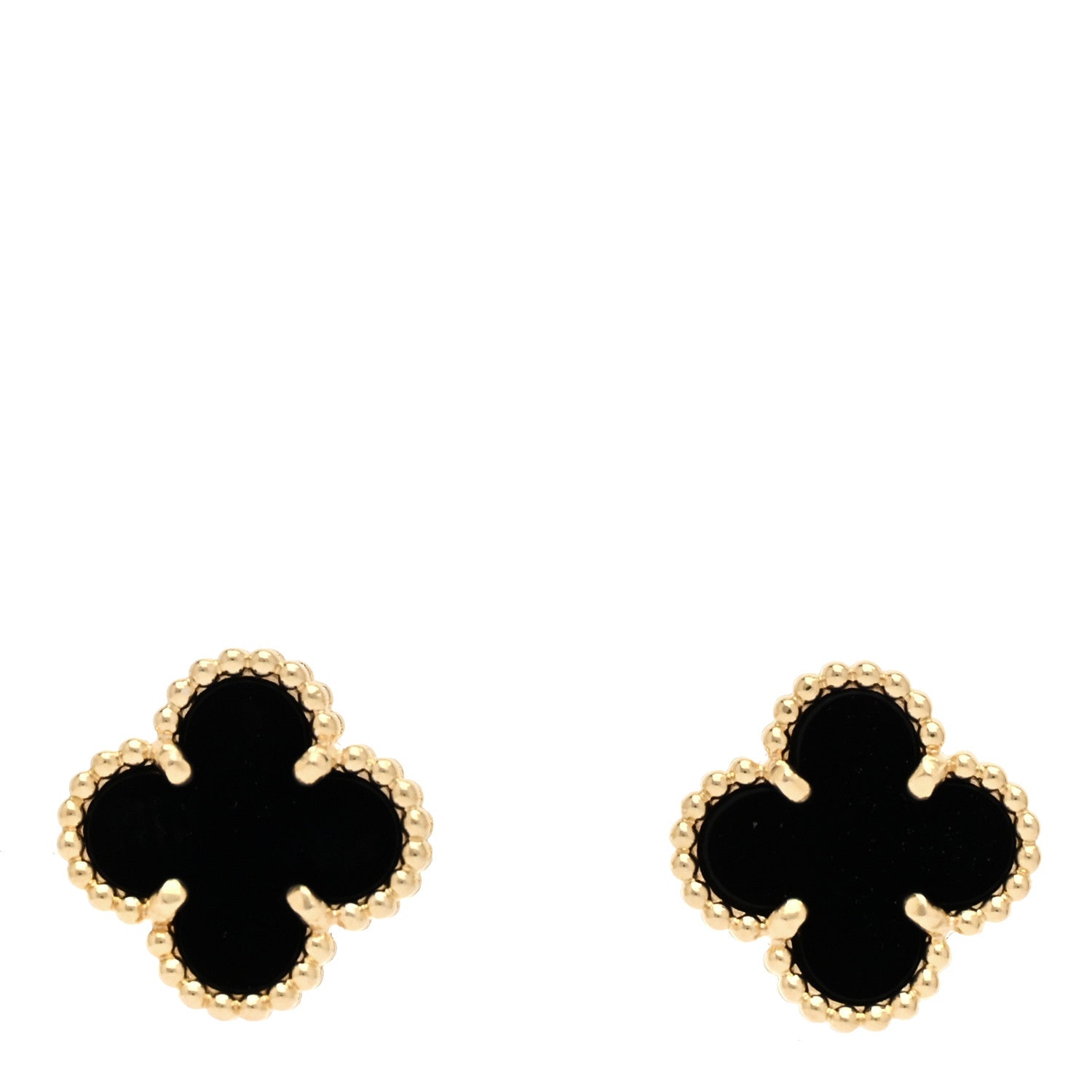 Van Cleef & Arpels 18K Yellow Gold Black Onyx Sweet Alhambra Earrings 1 of 4