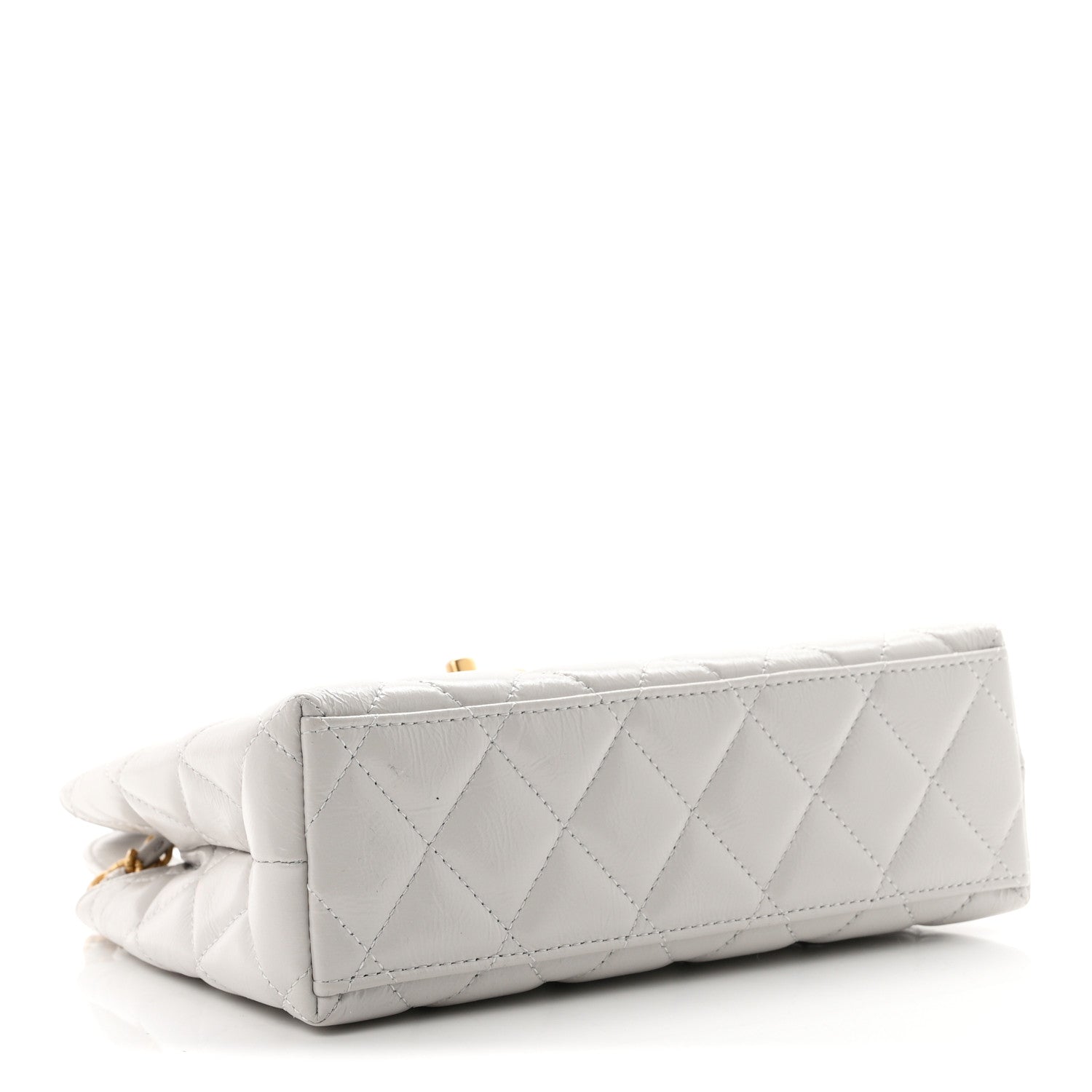 Chanel Shiny Aged Calfskin Quilted Nano Kelly Shopper Light Grey 4 of 11