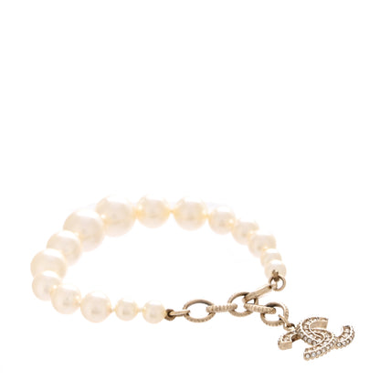 Chanel Graduated Pearl Crystal CC Bracelet Gold 1 of 4