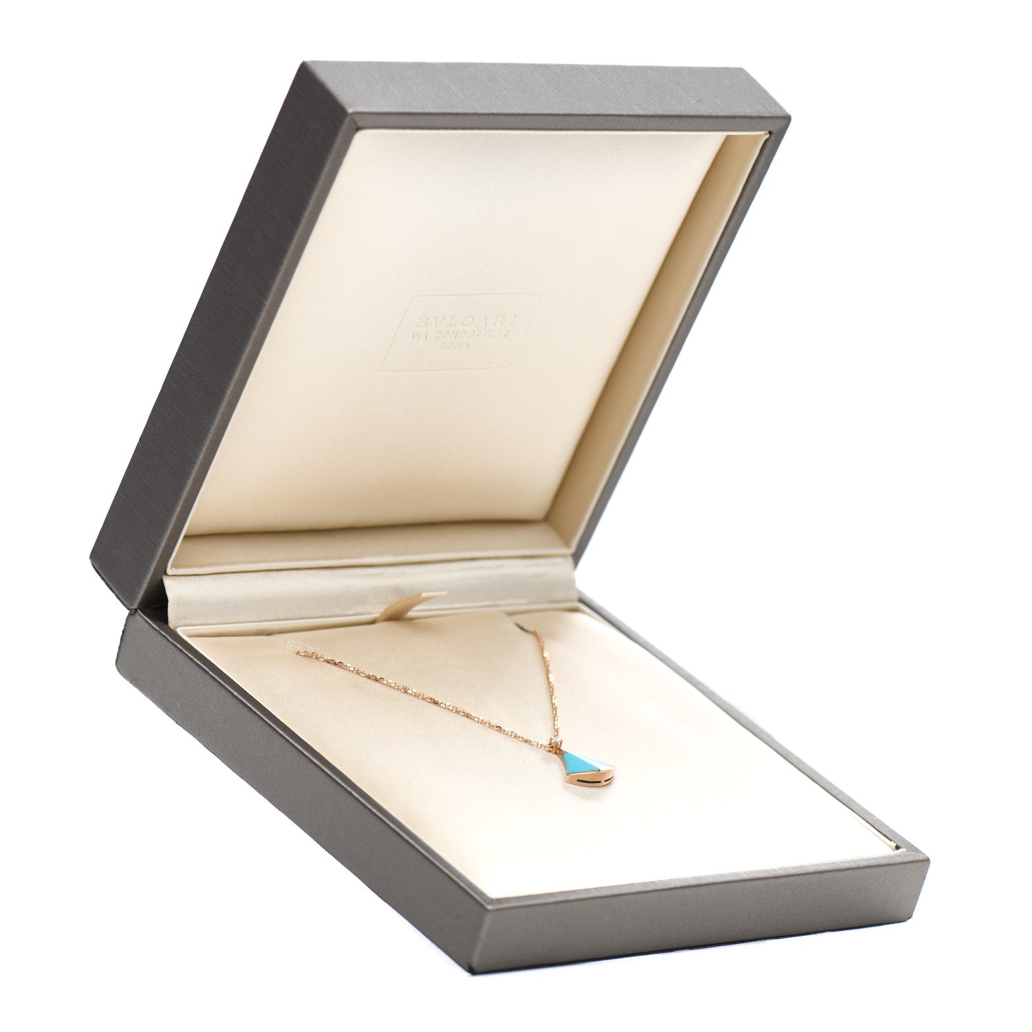 Bulgari 18K Rose Gold Diamond Turquoise Divas' Dream Pendant Necklace 5 of 5