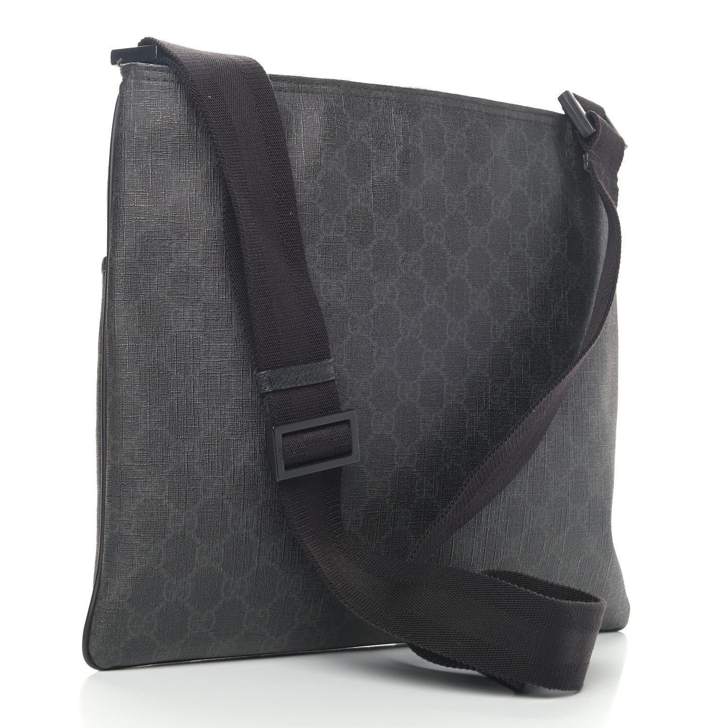 Gucci GG Plus Monogram Medium Flat Messenger Bag Black 2 of 14