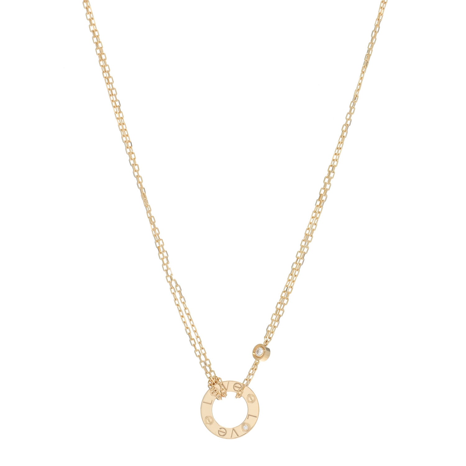 Cartier 18K Yellow Gold 2 Diamond LOVE Necklace 1 of 4