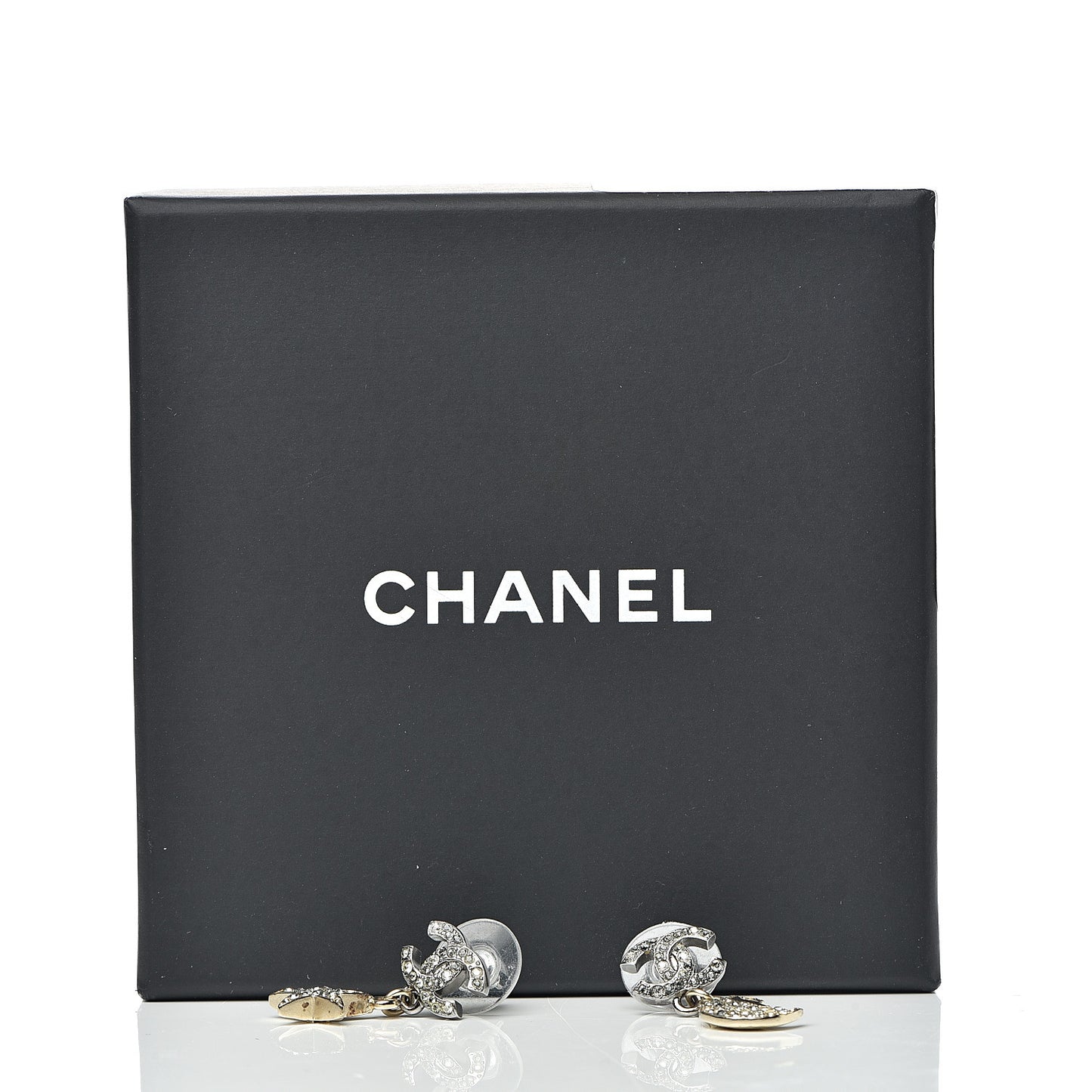 Ruthenium Crystal CC Star Moon Earrings Grey Gold