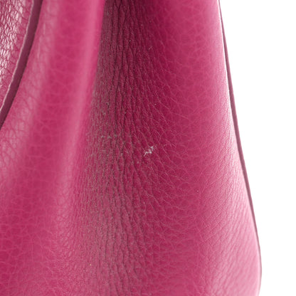 Salvatore Ferragamo Grained Calfskin Linda Top Handle Satchel Sangria 13 of 19