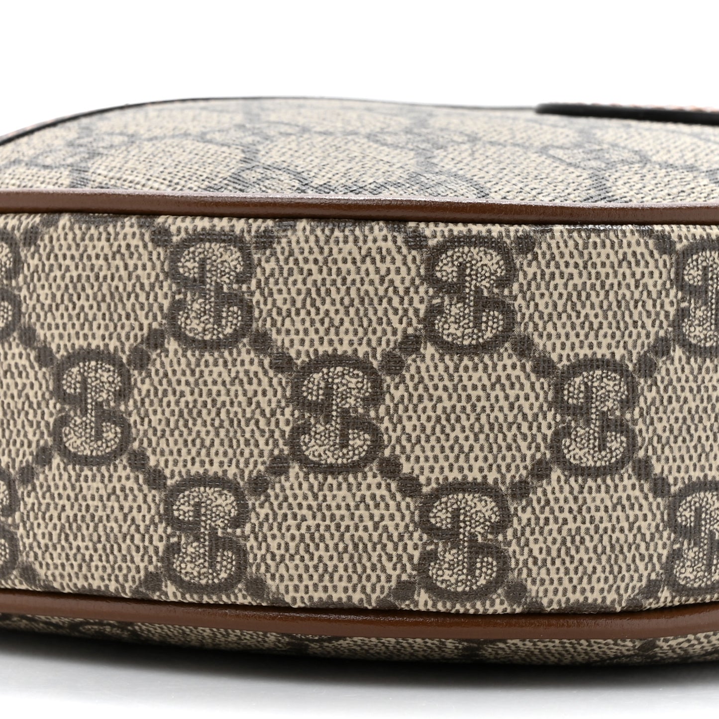 GG Supreme Monogram Azalea Calfskin Mini Retro Interlocking G Half Moon Bag Beige Ebony Brown Sugar