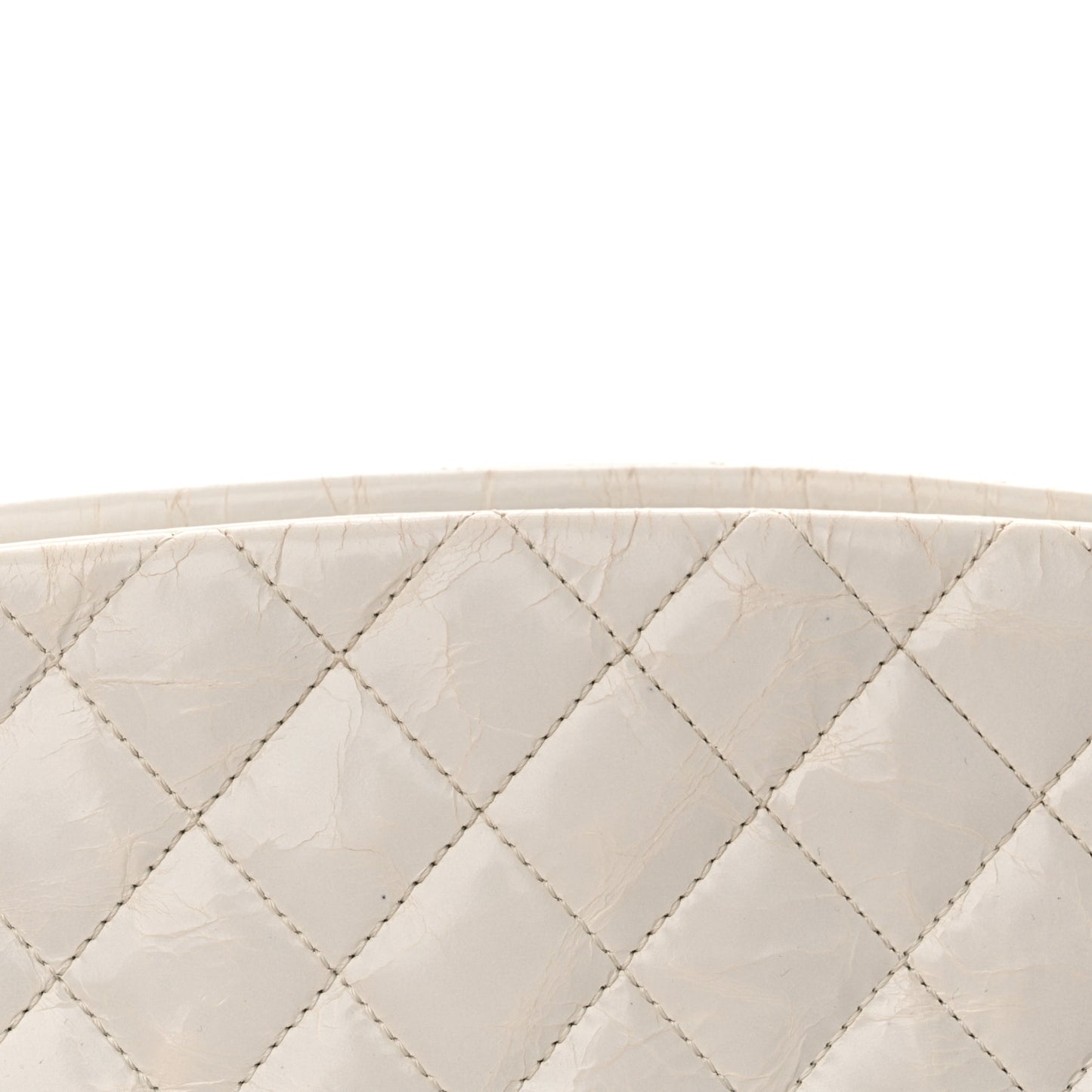 Glazed Calfskin Quilted Medium Just Mademoiselle Bowling Bag White