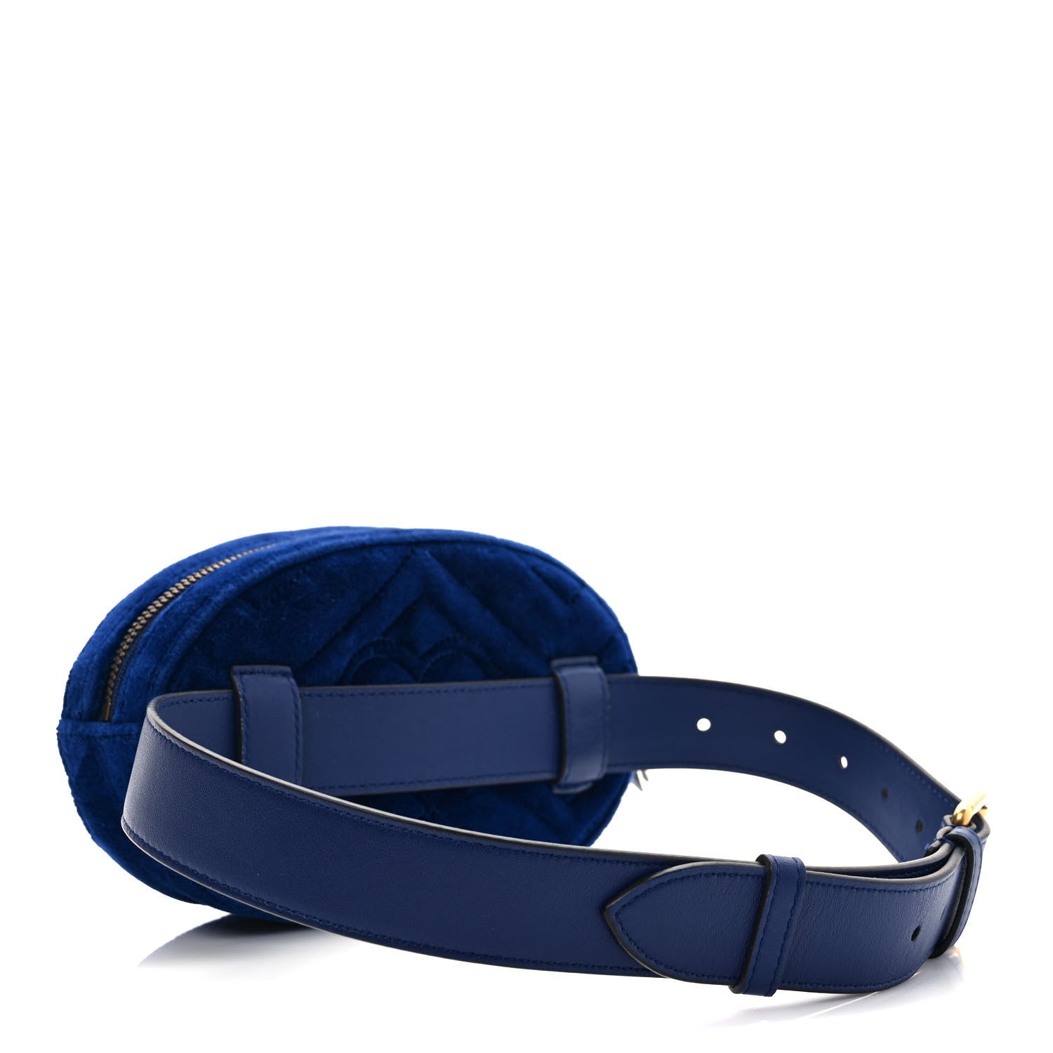 Gucci Velvet Matelasse GG Marmont Belt Bag 65 26 Cobalt Blue 2 of 8