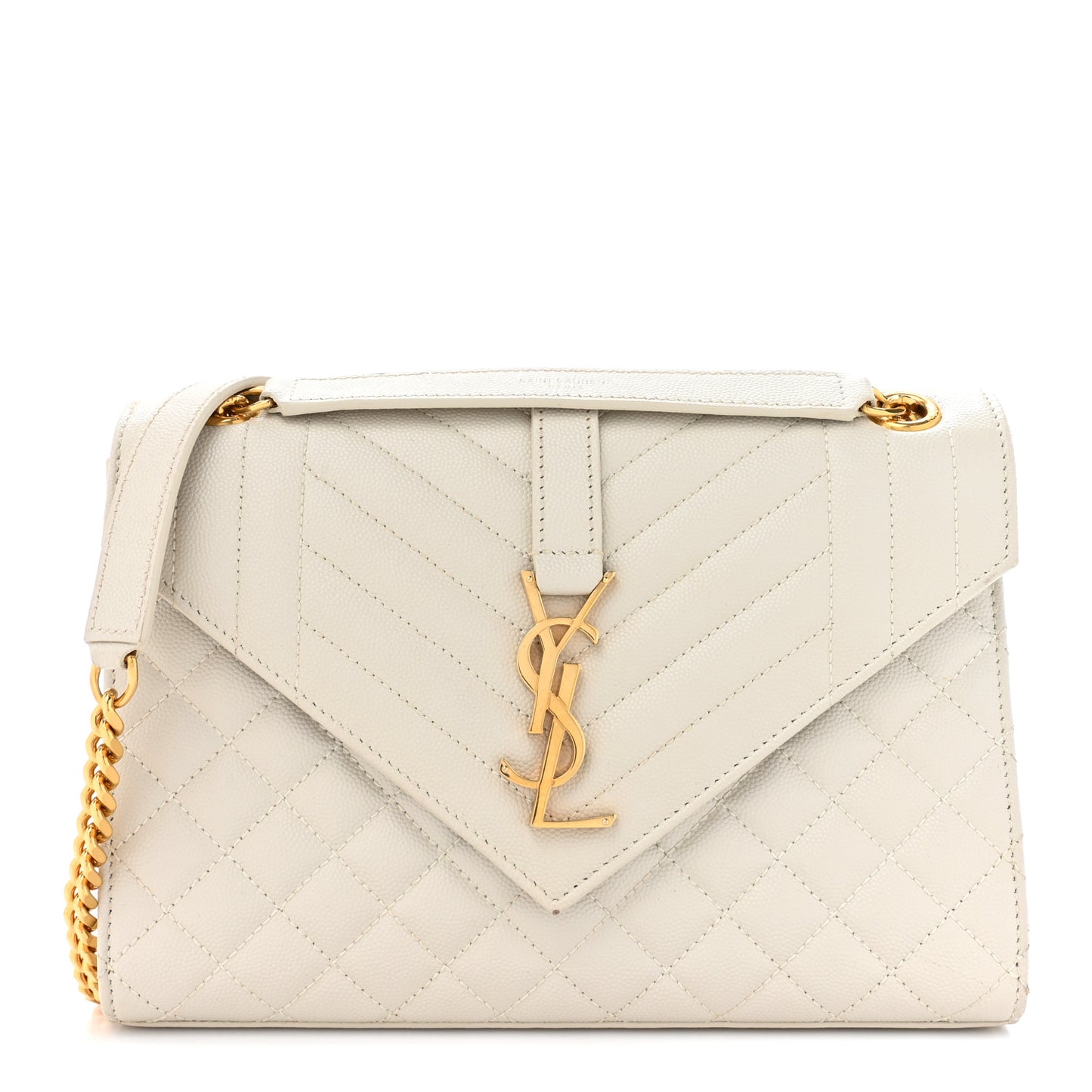 Grain De Poudre Textured Mixed Matelasse Medium Triquilt Monogram Satchel Crema Soft