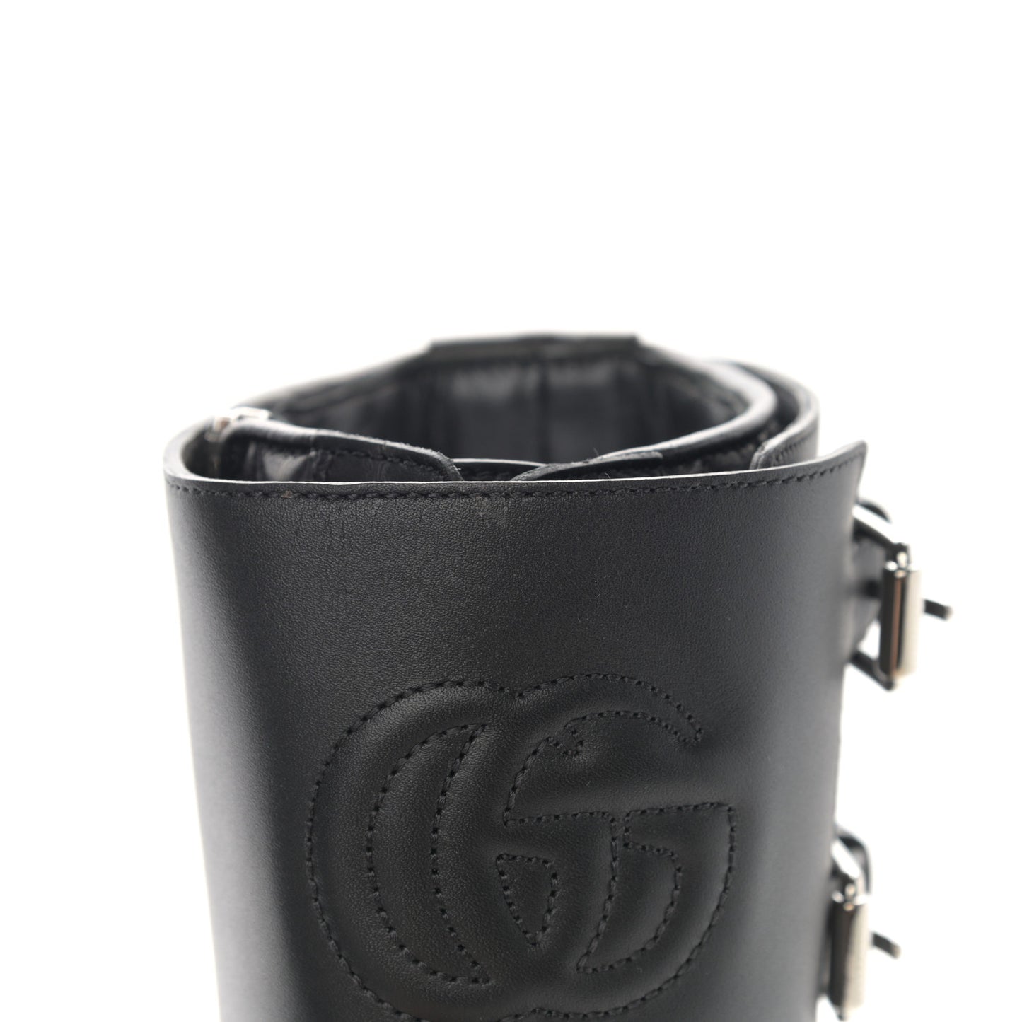 Nappa Frances GG Matelasse Platform Combat Boots 39 Black